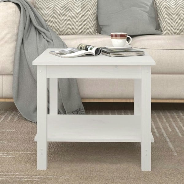 Berkfield Coffee Table White 50x50x45 cm Solid Wood Pine