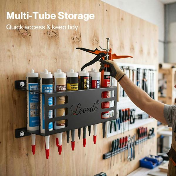 Levede Silicone Tube Holder 12 Hole Carbon Steel Wall Mount Garage Van Black