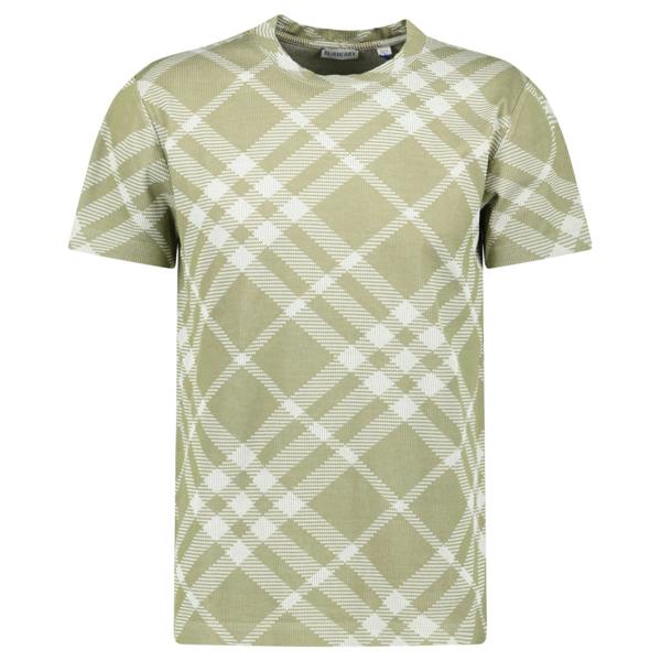 Burberry Check Stretch Cotton T-Shirt Dark Hunter/White - chancefashionco