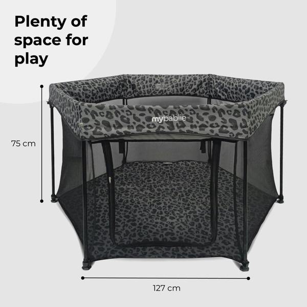 My Babiie Baby Playpen - Grey Leopard