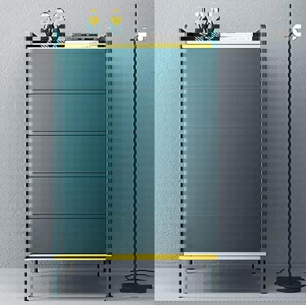 Gordon Chests Of Drawers, Blue in a lifestyle setting with chest of drawers black