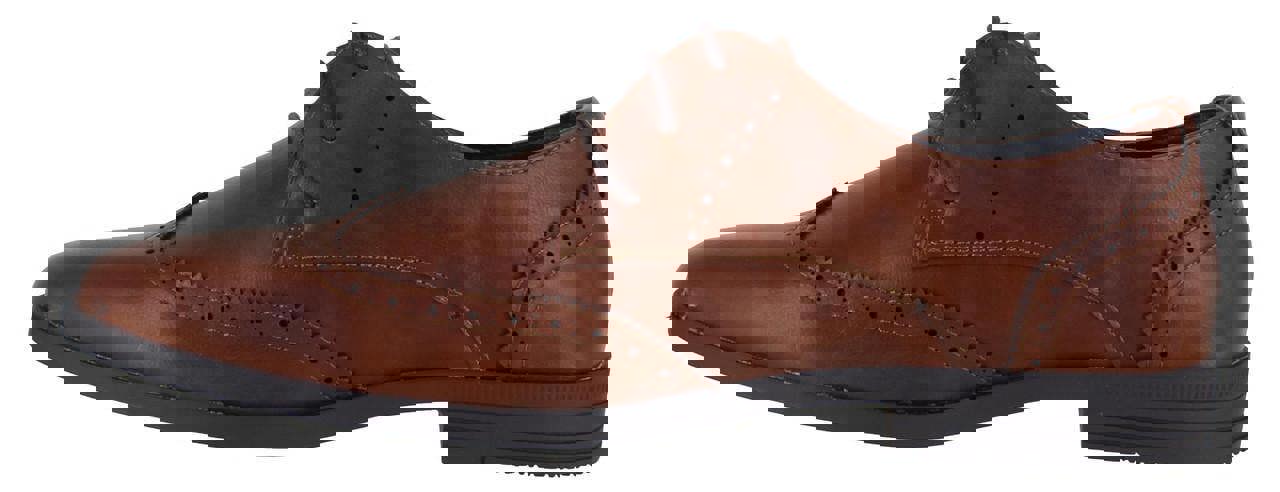 Ben Sherman Clive Mens Smart Formal Lace Up Brogue Shoes, brown leather dress shoe with decorative perforations and stitching details.