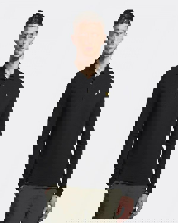 Lyle & Scott Mens Long Sleeve Polo Shirt - Z865 Jet Black