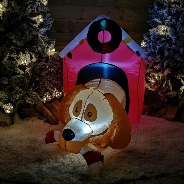 Samuel Alexander 1.2m Inflatable Light Up LED Indoor Outdoor Dog House Christmas Decoration