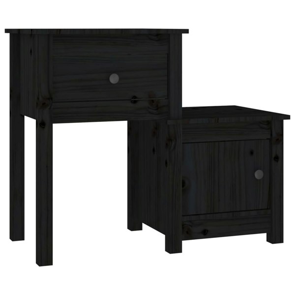 Berkfield Bedside Cabinet Black 79.5x38x65.5 cm Solid Wood Pine