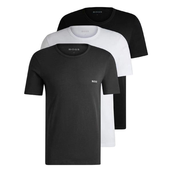 Boss Mens Embroidered Logo T-Shirt (Pack of 3) - White/Black/Dark Grey