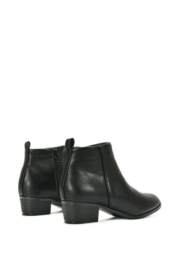 XY LONDON Zip Up Cowboy Ankle Boots With Low Block Heel