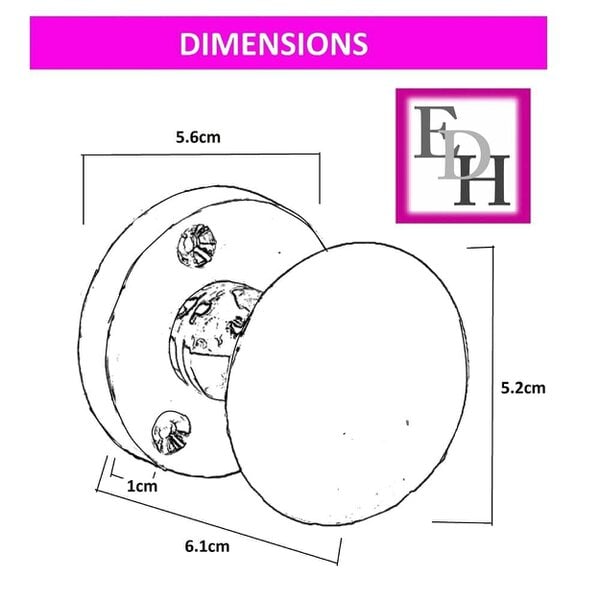EDH Door Hardware Matt Black Round Door Knob Set Including Tubular Latch - Victorian Style Sprung Internal & External Door Knobs