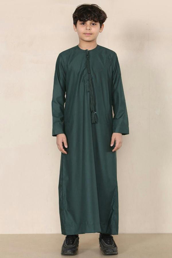 Infinity Leather Boy's Kids Thobe Emirati Jubba Islamic Clothing Kaftan Eid String Tassel