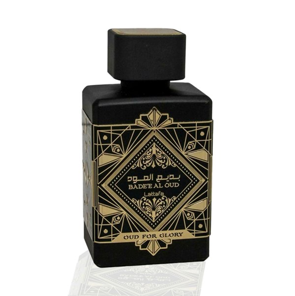 Lattafa Badee Al Oud Oud for Glory  bottle top angle
