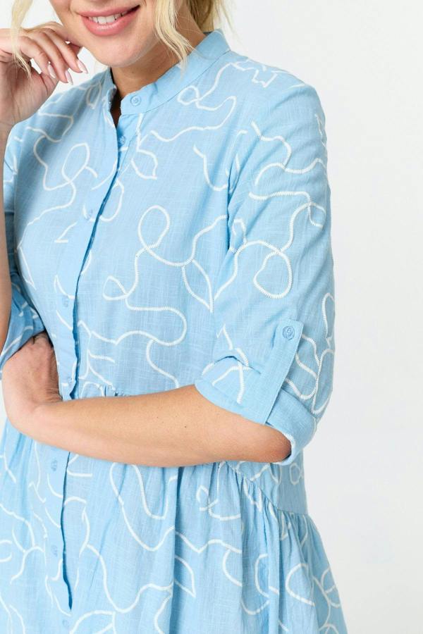 Blue | Abstract Relaxed Short Shirt Dress