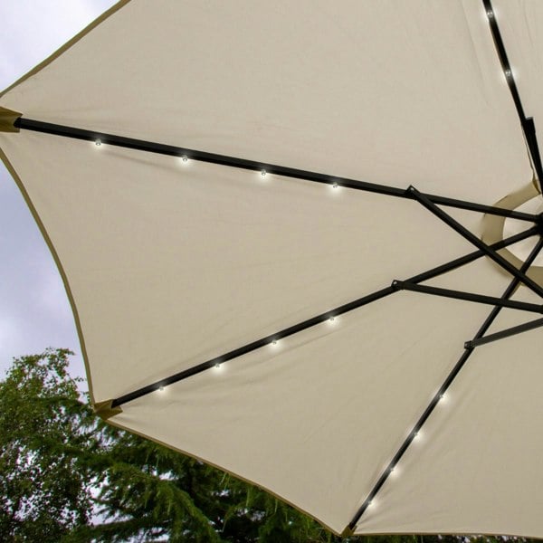 Monstershop Cream 2.7m LED Tilt Parasol