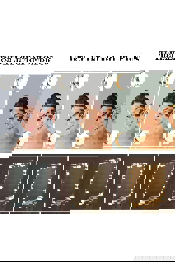 Living and Home 3 Lighting Modes & Touch Screen Control Hollywood Vanity Mirror Tabletop Cosmetic Mirror For Bedroom