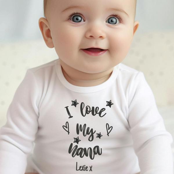 Personalised Black & White I Love My Mummy Baby Grow, Vest or Bib with Name