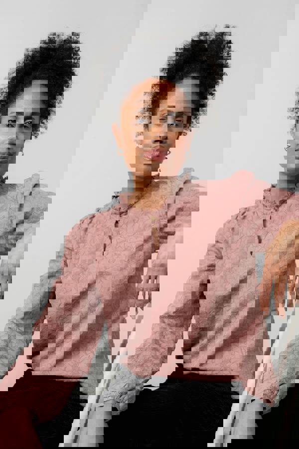 Emily Textured Jacquard Keyhole Blouse Antique Rose | Lily and Me Clothing