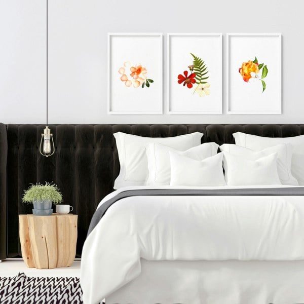 Bedroom pictures for walls | set of 3 framed wall art