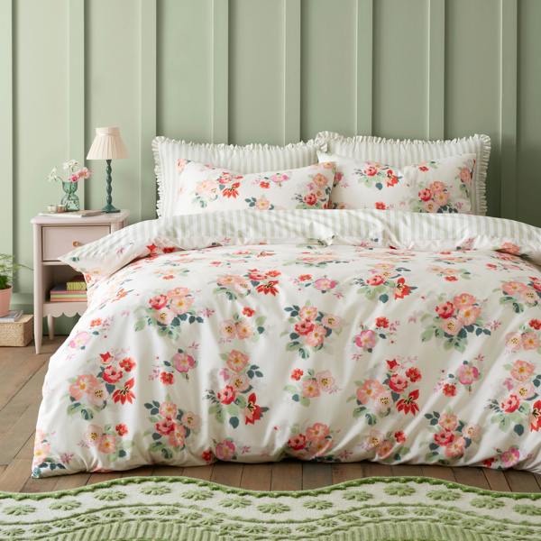 Cath Kidston Floral Bunches Reversible Cotton Duvet Cover Set Green