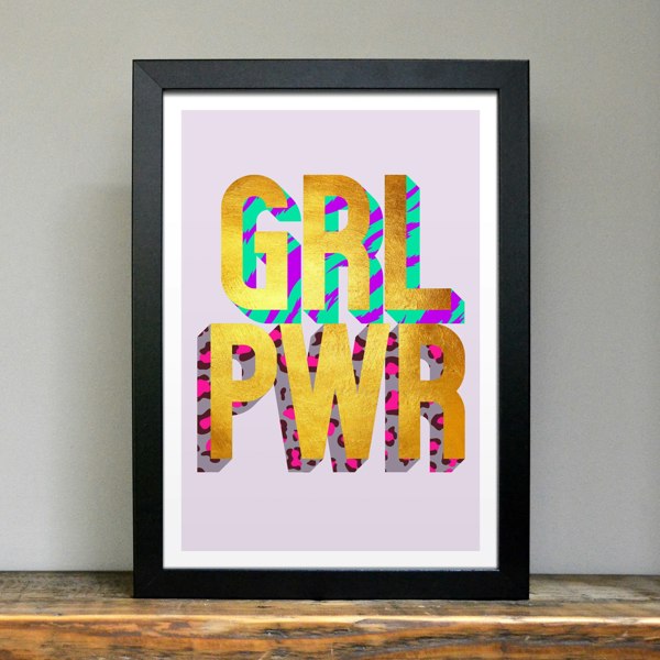 Hands & Hearts Girl Power golden words art print