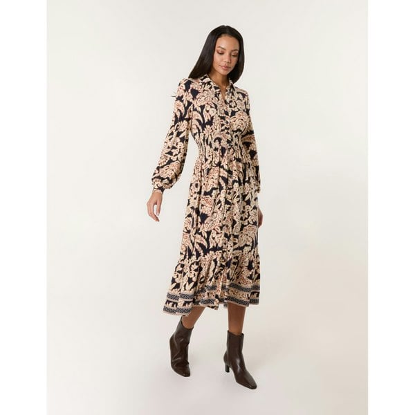 Blue Vanilla Border Print Shirt Dress