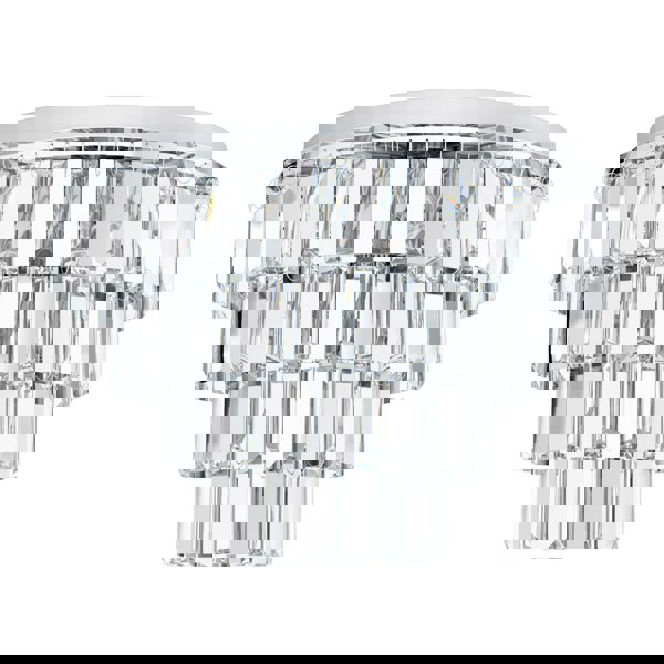 Flush Ceiling Light Colour Chrome Shade Tiered Clear Crystals Bulb E14 7x40W Loops