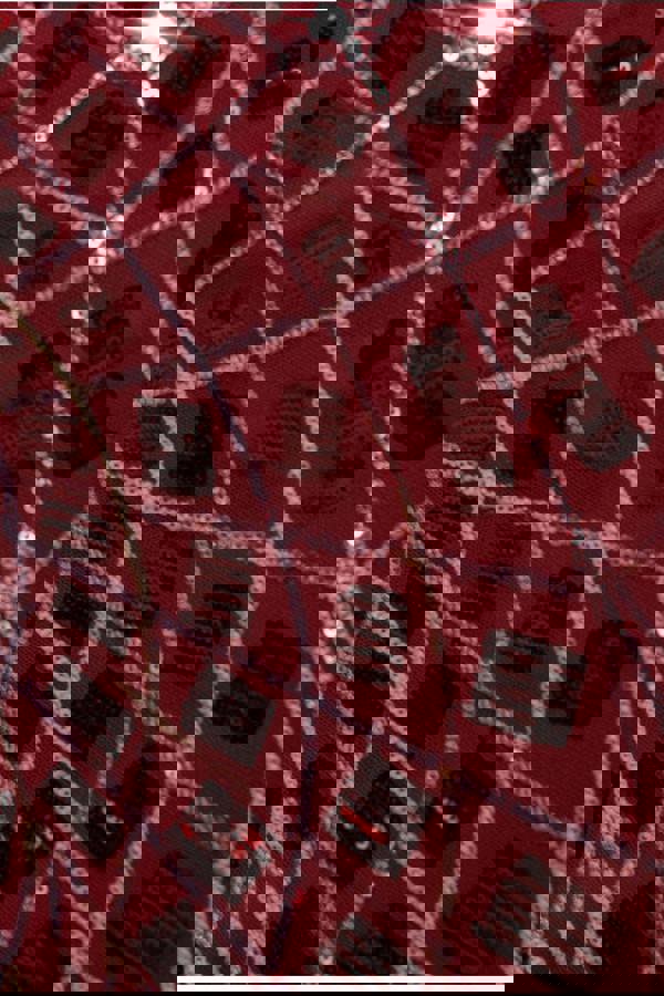 Geo Sequin Long Sleeve Maxi Dress - Wine DR3495