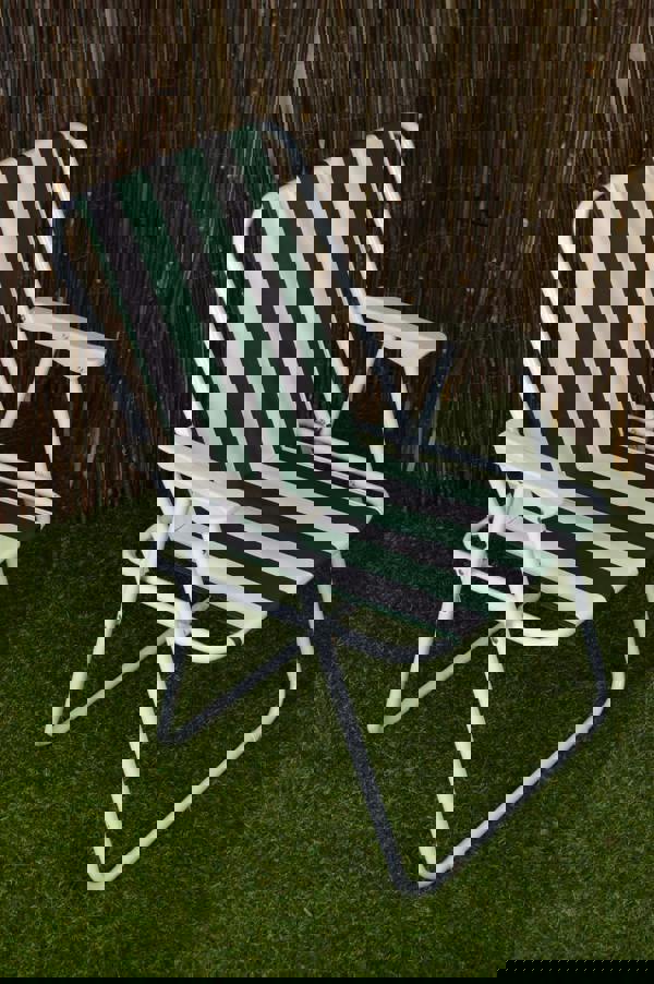 Samuel Alexander Green & White Striped Lightweight Folding Camping / Picnic / Garden Chair