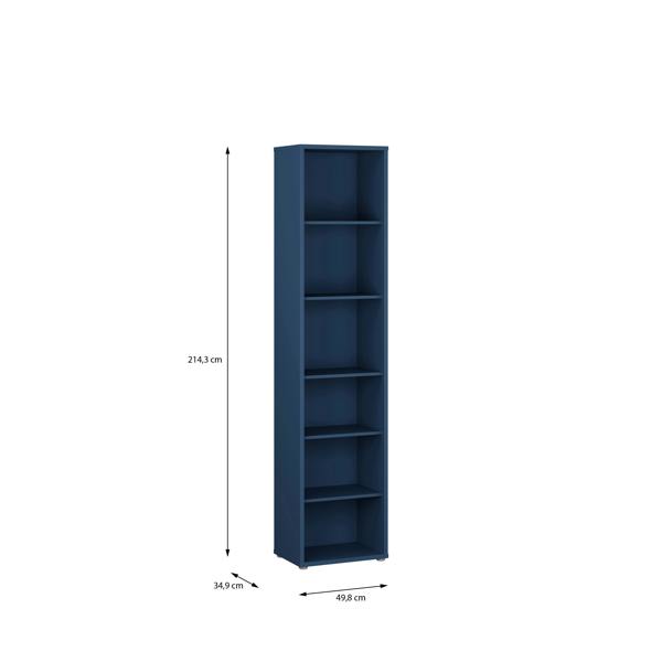 Furniture To Go Alice Springs Tall Narrow Bookcase with 5 Shelves in Night Blue