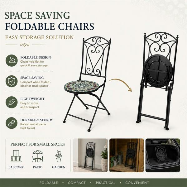 60cm Casablanca Mosaic Bistro Set image 3