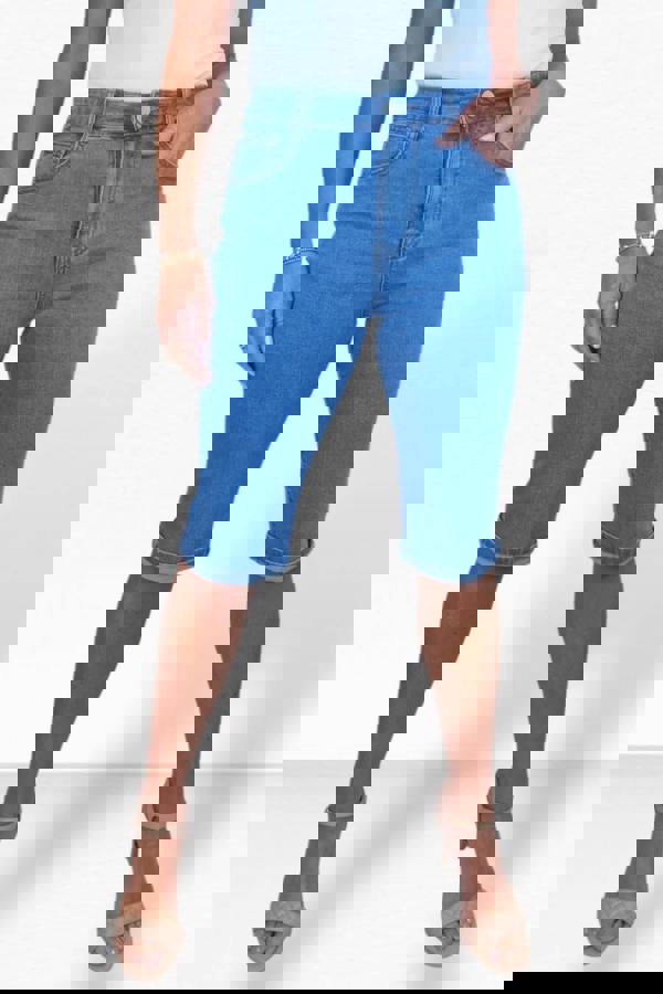 Paulo Due Women's High Waist Knee Length Jean Shorts