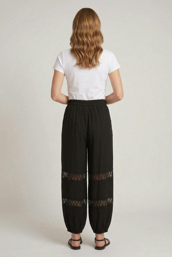Izabel London Lace Detail High Waist Harem Pants