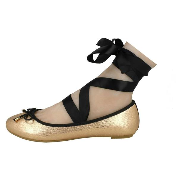 Spot On Ladies Spot On Tie Up Leg Ballerina Shoes