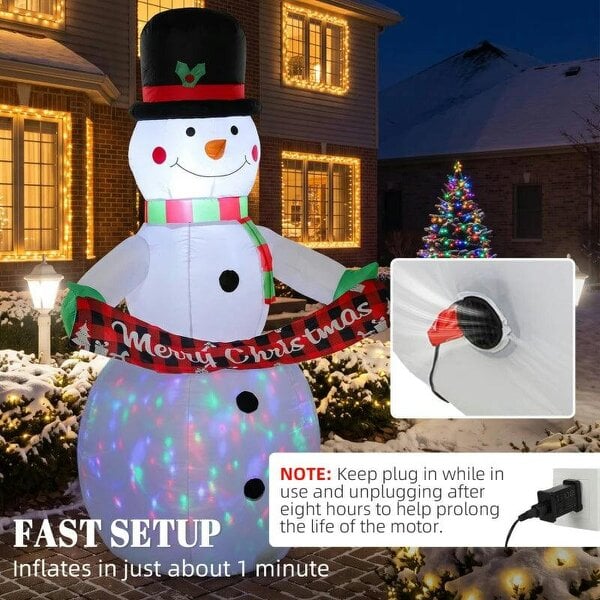 Bobobiy Inflatable Christmas Decoration, 6.7FT Christmas Inflatable Snowman with Colourful LED Light