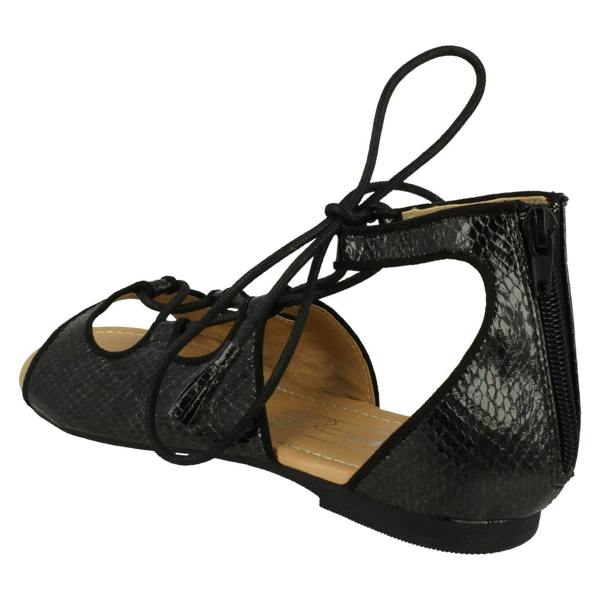 Spot On Ladies Spot On Snake Print Flat Sandals
