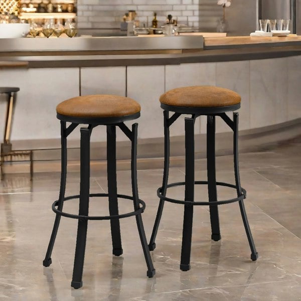 Rafaelo Mobilia Set Of 2 Industrial Swivel Bar Stools 72.8CM