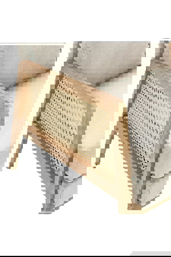 Living and Home Beige Cushioned Wood Armchair