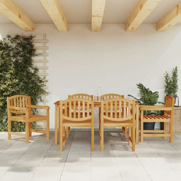 Berkfield 7 Piece Garden Dining Set Solid Wood Teak