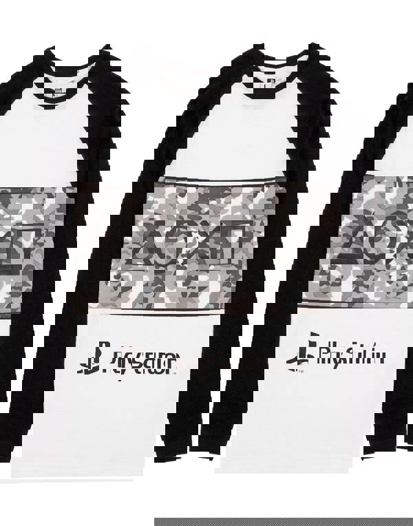 PlayStation Boys Grey Camo Logo Print Short Sleeve Long Leg Pyjama Set [dis]