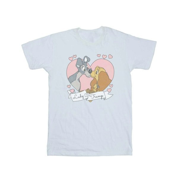 Disney Womens/Ladies Lady And The Tramp Love Cotton Boyfriend T-Shirt - White