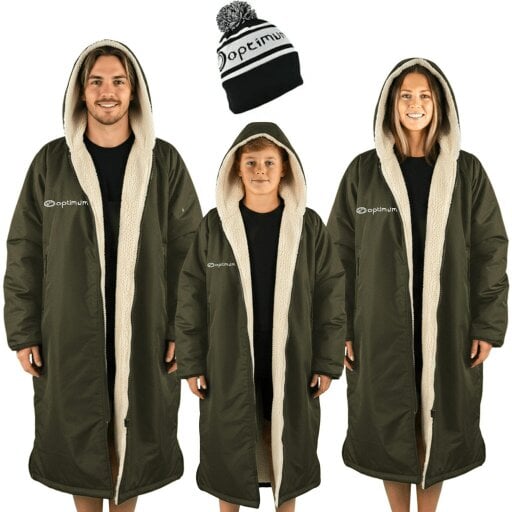 Optimum Drywrap Long Sleeve Changing Robe | Waterproof, Fleece-Lined - Khaki