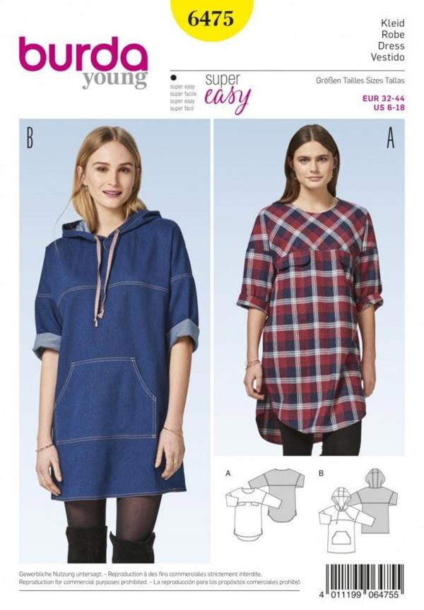 Burda Sewing Pattern 6475 Dresses For Women, 6 to 18 - Easy