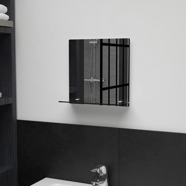 Berkfield Wall Mirror with Shelf 30x30 cm Tempered Glass