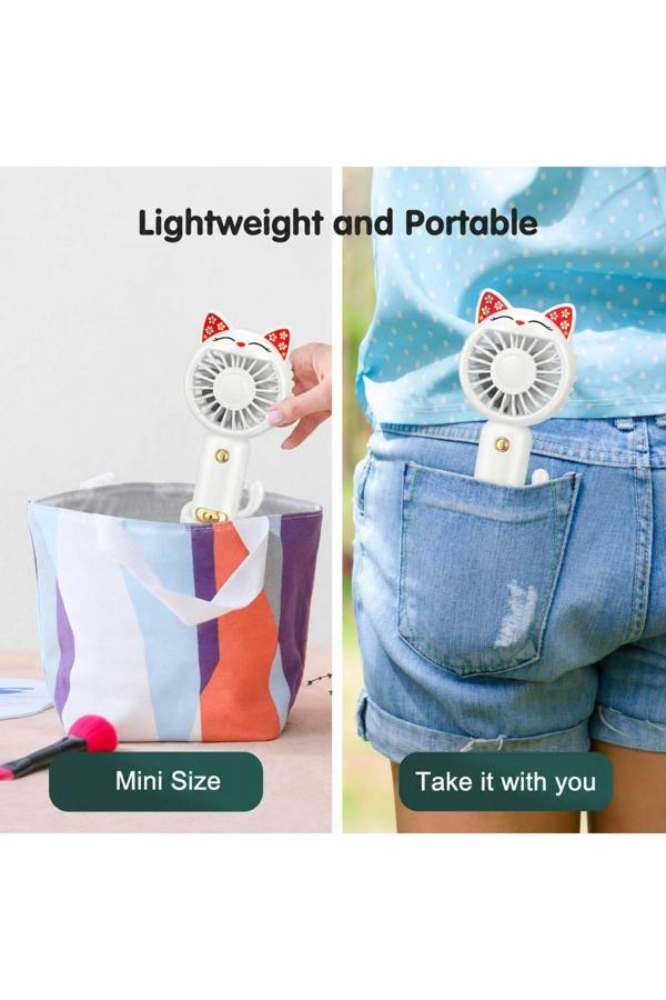 Dyzi Handheld Mini Cat Ear Fan Portable USB Desk Fan Rechargeable