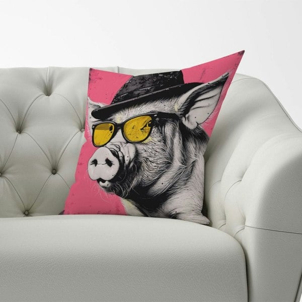 Warren Reed Pig In A Hat And Glasses Cushions