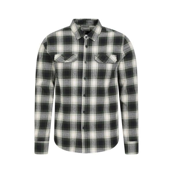 Mountain Warehouse Mens Trace Flannel Long-Sleeved Shirt - Dark Green - 