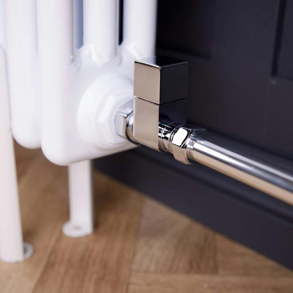 Flode Straight Square Manual Radiator Valve Pack | 15mm x 1/2″ | Chrome