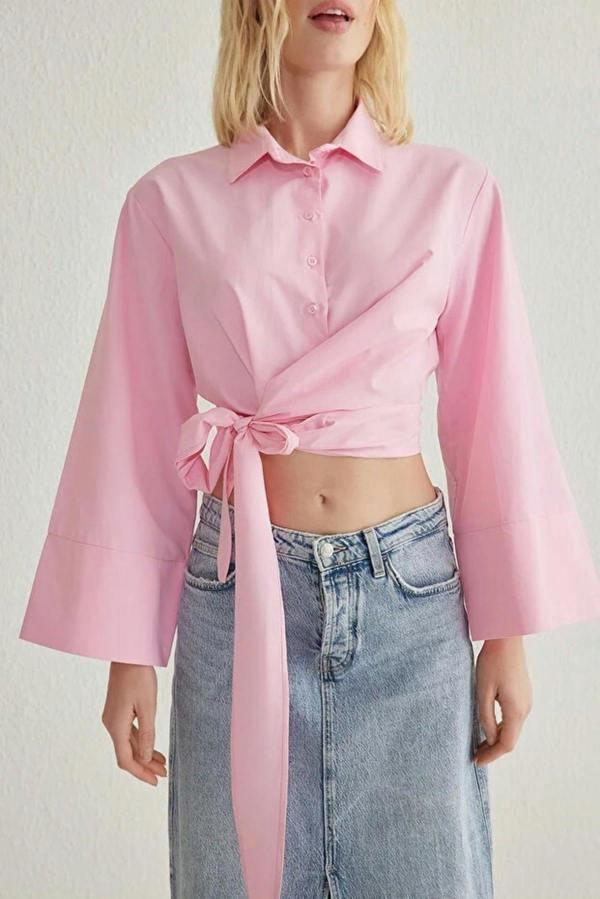 WOVCOR Regular Fit Woven Shirt with Tie Detail