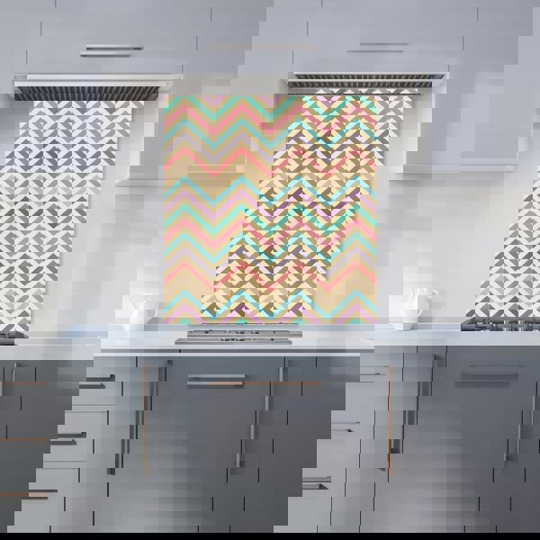 Warren Reed - Designer Geometric Vintage Colored Chevron Pattern Kitchen Splashback