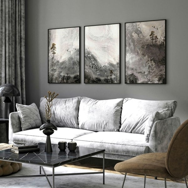 Living room art wall | set of 3 Landscape art prints