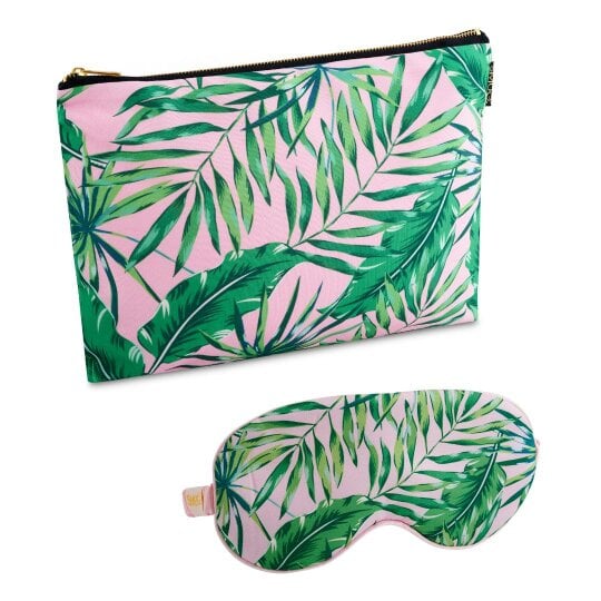 Satin Sleep Mask & Accessories Bag Set - Various Prints - Palm