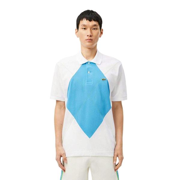 Lacoste Mens L.12.12 Argyle Short-Sleeved Polo Shirt - White/Blue - 